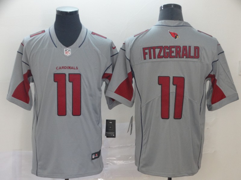 Men's Arizona Cardinals #11 Larry Fitzgerald Silver Inverted Legend Stitched NFL Jersey